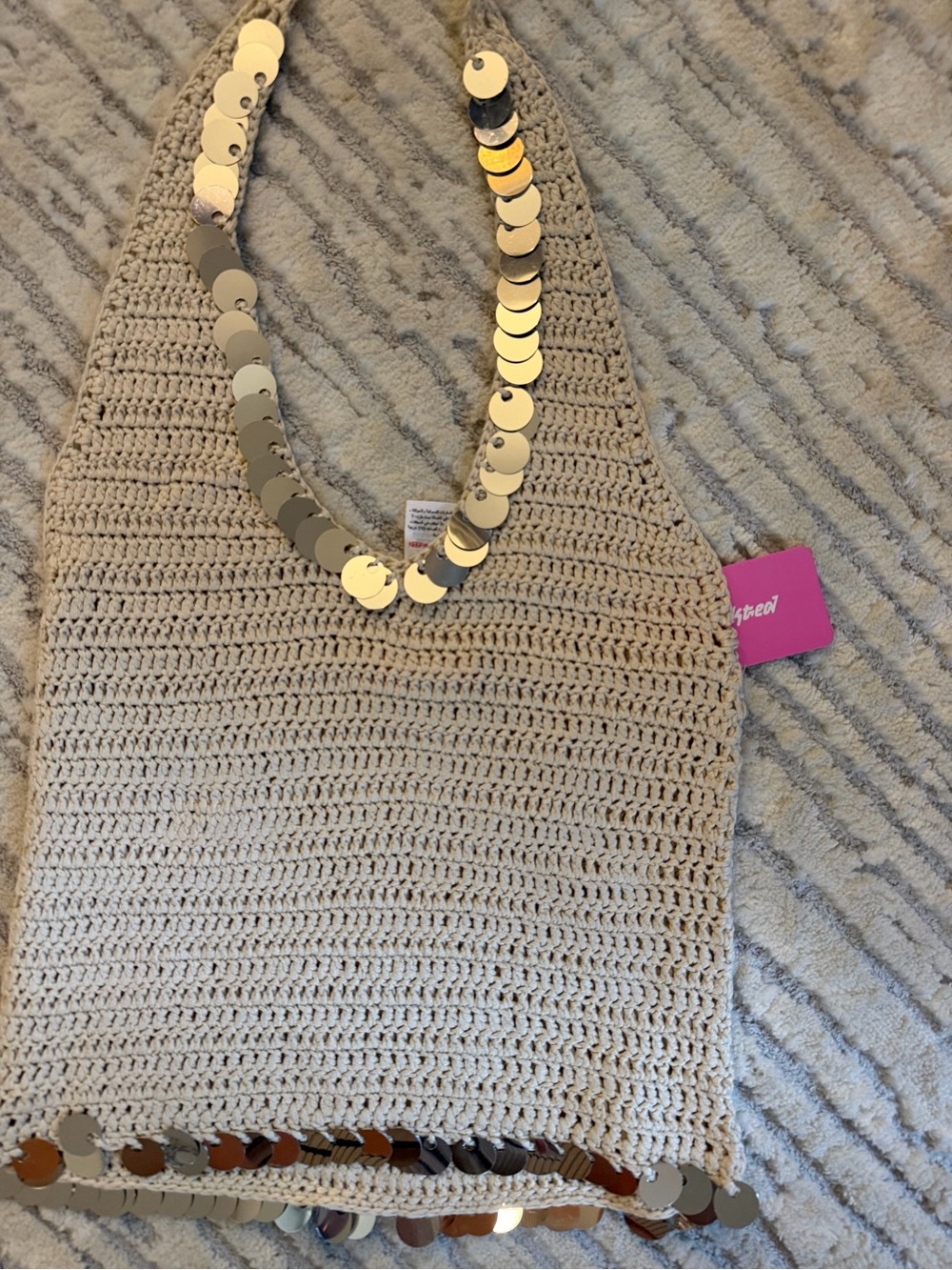 Edikted Kimiko Sequin Crochet Halter Top - Picture 5 of 7